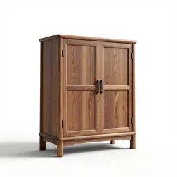scandinavian china cabinet, stylized 3d render, isolated on a pure white background, centered, entire object in frame, sharp focus, soft studio lighting