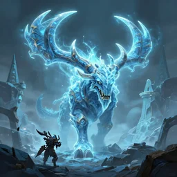 mount epic trained icehoof screenshot world of warcraft mounts worldboss bioluminecant light concept sketch art and by feng zhu alena aenami artworks in 4 k beeple, by thomas kinkade heartstone overwatch blizzard 3 d rtx hdr