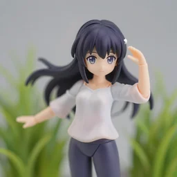 still figurine of grass wearing an elegant blouse, tareme eyes, eyes by kon satoshi, personification, dynamic pose, detailed product photo, featured on amiami, tone mapped, beautiful composition, 8 5 mm, f. 1 4