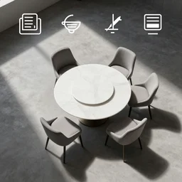 top down dining room table and chairs icons for interior floorplan