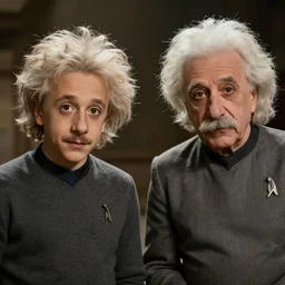 Young Albert Einstein and Old Albert Einstein in the new Star Trek movie