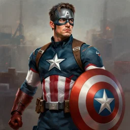 Henry Cavill as Captain America, photorealistic digital painting, digital art by brian bolland by alex ross