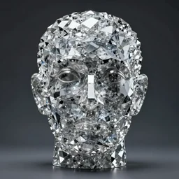 halfturn portrait of a big crystal face made of crystals half - turn, bottom view, ominous, intricate, studio, art by anthony macbain + greg rutkowski + alphonse mucha, concept art, 4 k, sharp focus
