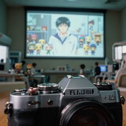 fuji 5 0 r, 3 5 mm ; closeup akira film still of busy medical bay interior with window view ; in the background projection of beautiful film still from ronin movie of seinen manga funko pop emoji scene in style of 1 9 9 0 frontier in closeup porcelain photography magazine architectural studio edition, highly detailed, cinematic lighting, 8 k