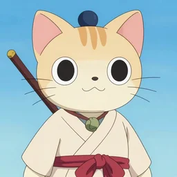 anime cat samurai, anime style, cartoon, 2 d animation
