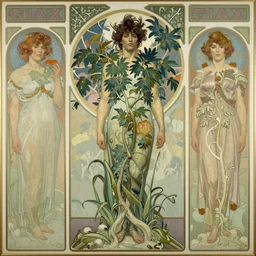 imax detailed rendered 8 k photograph imax and solomon joseph solomon and richard schmid and jeremy lipking victorian loose genre loose painting full length portrait painting of ivey vines, limbs and vegetation art nouveau designs and borders