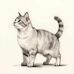 sketch of a bodybuilder cat standing in a side chest position.