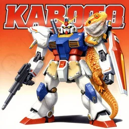 cover of a bearded dragon kabuto gunpla sharpshooter. art by gerald brom ( 1 9 8 9 ). gunpla