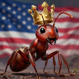 The america King, antropormophic ant as the king of united states of america, a ant, digital painting, artstation, concept art, Craig Mullins , Breathtaking, 8k resolution, extremely detailed, beautiful, establishing shot, artistic, hyperrealistic, octane render, cinematic lighting, dramatic lighting, masterpiece, light brazen, extremely detailed and beautiful face