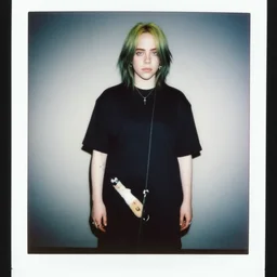 billie eilish on a leash, old kodak film photo, ultrarealistic, talented, perfect anatomy