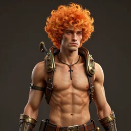 steampunk portrait of curly orange hair man from borderlands 3, au naturel, hyper detailed, digital art, trending in artstation, cinematic lighting, studio quality, smooth render, unreal engine 5 rendered, octane rendered, art style by klimt and nixeu and ian sprigger and wlop and krenz cushart.