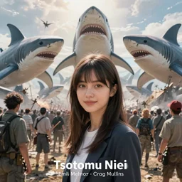 a landscape picture of a battlefield being ravaged by enormous monsters in the shape of sharks by Tsutomu Nihei, by Emil Melmoth, by stuz0r, Craig Mullins, yoji shinkawa, cross, artstation, peter morbacher, young, very attractive, pretty face, hyper detailed, very detailed, rendering by octane, shallow depth of field, uplight