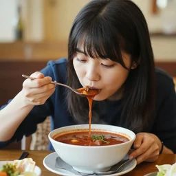 Rika Furude eating pozole
