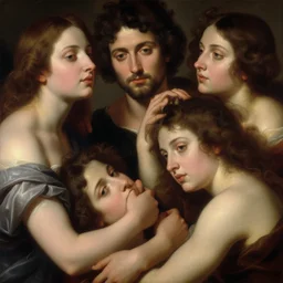 beautiful oil matte portrait painting, multiple bodies intertwined, wonderful masterpiece highly detailed, beautiful cinematic light deep focus, elegant, digital painting, smooth, sharp focus, golden ratio, dramatic illumination, ultra realistic, 8 k, art by artemisia lomi gentileschi and caravaggio