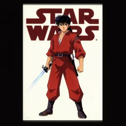 star wars poster in the style of akira kurosawa, simple, retro