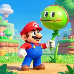 super Mario with giant Venus flytrap