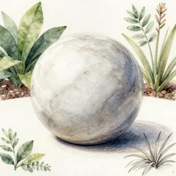 delicate marble in a botanic garden, stony, puffy, botanical herbarium paper, watercolor colored painting and pencil, iridescent colors, 8 k, realistic shaded, fine details, artstation, italian, colonnade, vines, flowers, gardena architecture, pompeii