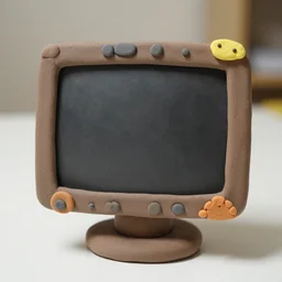crt monitor made of modeling clay