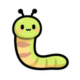a cute worm, digital art, iconic icon, 2 d vector logo, cartoon