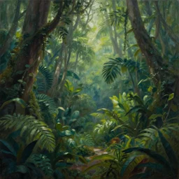 Trending on artstation, beautiful jungle, detailed matte painting, oil on canvas
