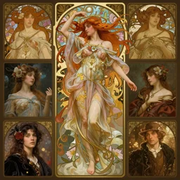 Xena Warrior Princess, in the style of Art Nouveau, full-body, bloom, dynamic poses, diaphanous cloth, ornate, filigree, arcane, cinematic lighting, by Alphonse Mucha, by Artgerm, by Bouguereau, by Sakimichan, fantasy, portfolio illustration, highly detailed, trending on Artstation, CGsociety, HQ, 8k, 35mm lens, f2.8, Bokeh,