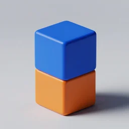 one blue cube and one orange cube, studio light, studio photo, octane render, random = 3