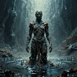 man made of oil, water caustics, film still from the movie directed by denis villeneuve and david cronenberg with art direction by h. r. giger and heavenlydaemonic