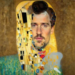 herry cavill, attractive, painting by gustav klimt