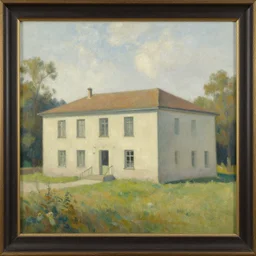 a beautiful painting of a building in a serene landscape, artwork by adolph mendel