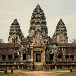 an ancient temple reminiscent of Angor Wat, by tyler edlin, by gustave dore, by caspar david friedrich, ossuaric, high detailed, matte painting —h 768 —w 1024