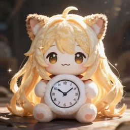 cute fumo plush of a girl who can bend time, kemono girl
