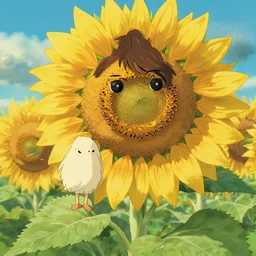 sunflower, in the style of studio ghibli, j. c. leyendecker, greg rutkowski, artgerm