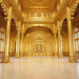 interior shot of a beautiful golden oriental palace