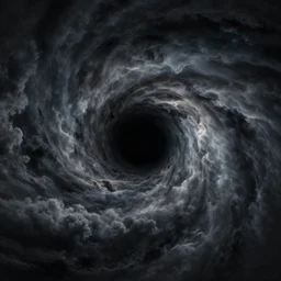 a black hole surrounded by swirling dark clouds, dark stormy dramatic sky, Moebius, frank frazetta, james gurney, thomas kinkade, rodney mathews, beeple, trending on artstation