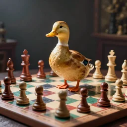 duck on colorful chessboard