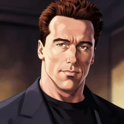 Anime Arnold Schwarzenegger, portrait, detailed