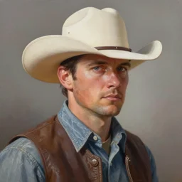 a painting of a cowboy, a photorealistic painting by f scott hess, behance contest winner, american realism, hyper realism, official art, airbrush art