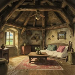 medieval cottage interior, studio ghibli