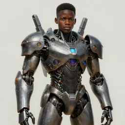 nigerian boy in a robotic mech super armor, digital painting, exquisite detail, cinematic, intricate, genndy tartakovsky, greg rutkowski