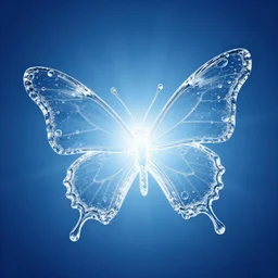 water droplets water transparent water butterfly water outline water splash. studio lighting, blue radial gradient background 3 8 4 0 x 2 1 6 0