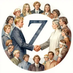 the circle complete, greek symbol zeta, diversity team, blond hair, european, handshake, highly detailed, digital painting, watercolor, soviet realism, engraving, artstation, concept art, smooth, sharp focus, vivid grunge, manga, illustration, unreal engine 5, 8 k, art by bilibin and kuvshinov and malevich and mucha