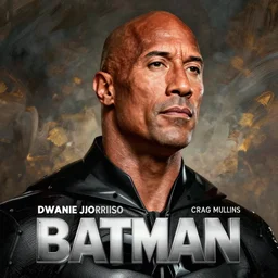 Dwayne Johnson as the Batman, character portrait by Greg Rutkowski, Craig Mullins