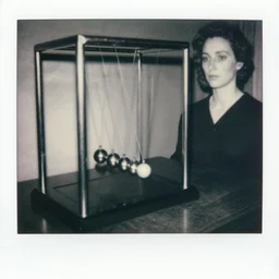 a black and white photo of a newton's cradle, mandelbrot, in the style of egon schiele, jenny saville, m c escher, surreal, film photography, soft lighting, fashion photography, polaroid photography