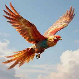 phoenix flying in the sky, super detailed detail, hyperrealism, c 4 d, ultra - realistic, trending on artstation