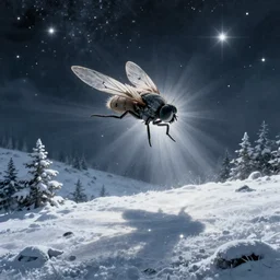 fly and light landscape stars snow detailed illustration surrealism by klimczak