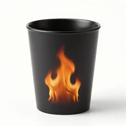 matte panting of cup on fire