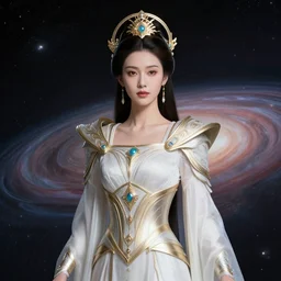 portrait of the powerful empress of the solar system in the style of james jean. glowing, ornate and intricate linework, stunning, dynamic lighting, ultrafine and hyperdetailed.