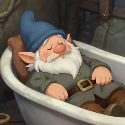 a dwarf asleep in a bath beautiful! coherent! dungeons and dragons character, by brian froud, larry elmore, gerald brom, ralph horsley, wayne reynolds, strong line, deep color, chainmail, short red hair, high contrast