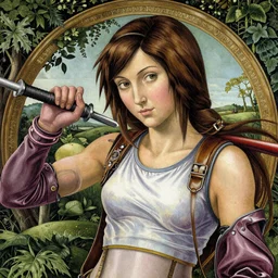 Tifa Lockheart drawn by Botticelli, intricate and vibrant natural colours, Exquisite detail