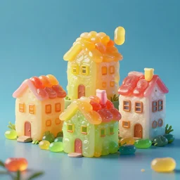 houses made of jellybean, digital art by studio ghibli and wolp trending on artstation cgsociety rendered in unreal engine 4 k hq